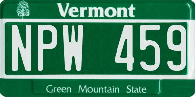 VT license plate NPW459