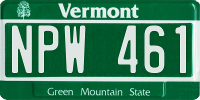 VT license plate NPW461