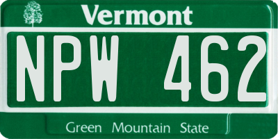 VT license plate NPW462
