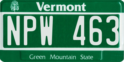 VT license plate NPW463
