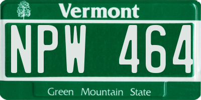 VT license plate NPW464