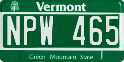 VT license plate NPW465