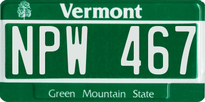 VT license plate NPW467