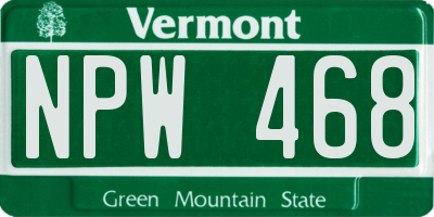 VT license plate NPW468