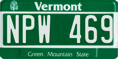 VT license plate NPW469