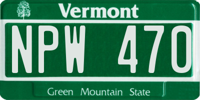 VT license plate NPW470