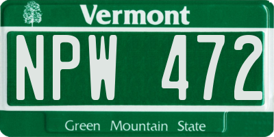 VT license plate NPW472