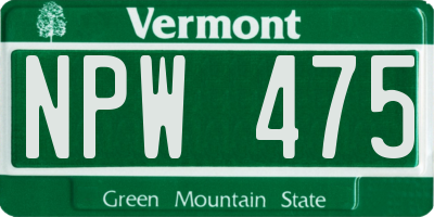 VT license plate NPW475