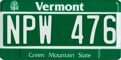 VT license plate NPW476