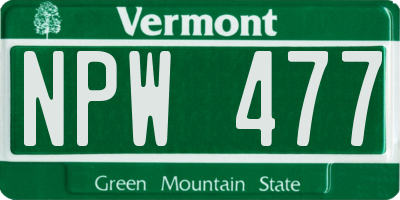 VT license plate NPW477