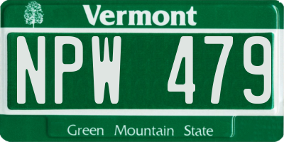 VT license plate NPW479