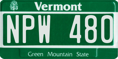 VT license plate NPW480
