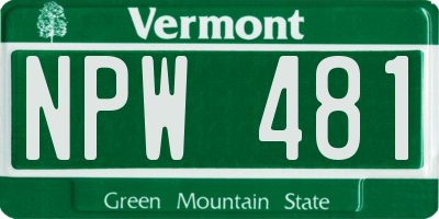 VT license plate NPW481