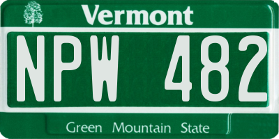 VT license plate NPW482