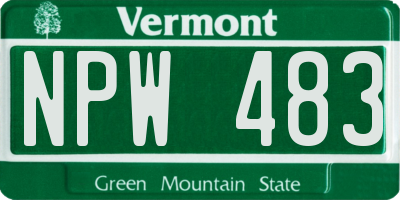 VT license plate NPW483