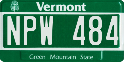 VT license plate NPW484