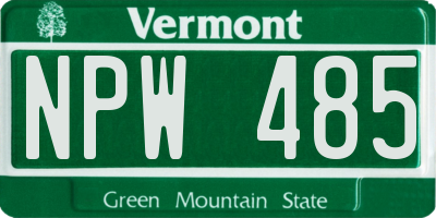 VT license plate NPW485