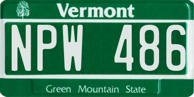 VT license plate NPW486