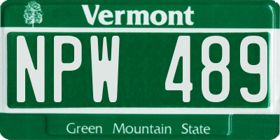 VT license plate NPW489