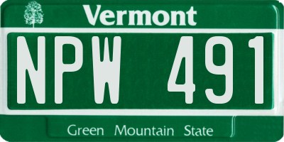 VT license plate NPW491