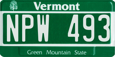 VT license plate NPW493