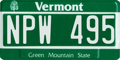 VT license plate NPW495