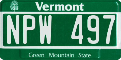 VT license plate NPW497