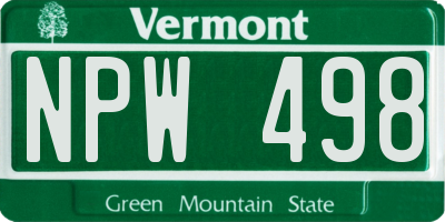VT license plate NPW498