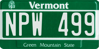 VT license plate NPW499