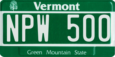 VT license plate NPW500