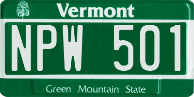 VT license plate NPW501
