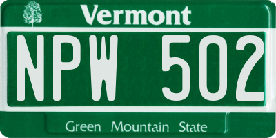 VT license plate NPW502