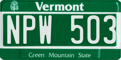 VT license plate NPW503