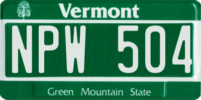 VT license plate NPW504