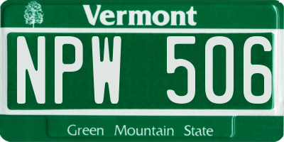 VT license plate NPW506