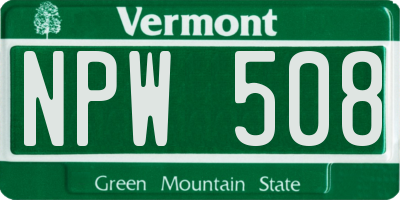 VT license plate NPW508