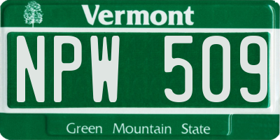 VT license plate NPW509