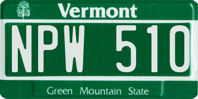 VT license plate NPW510