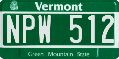 VT license plate NPW512