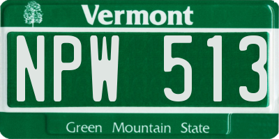 VT license plate NPW513
