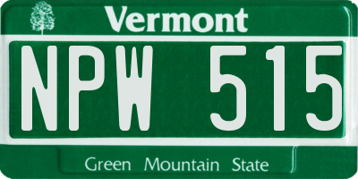 VT license plate NPW515