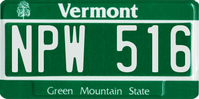 VT license plate NPW516