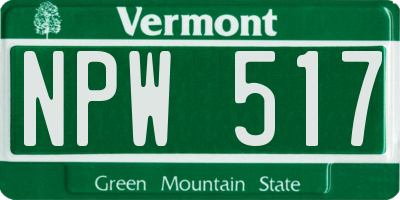 VT license plate NPW517