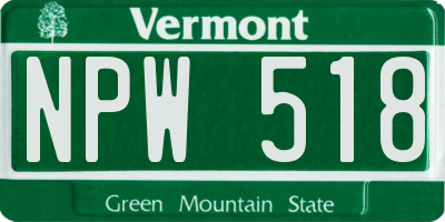VT license plate NPW518