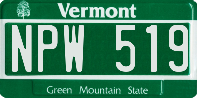 VT license plate NPW519