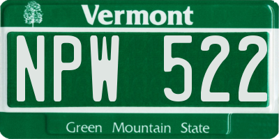 VT license plate NPW522