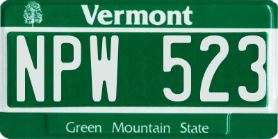VT license plate NPW523