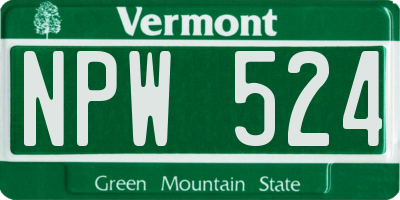 VT license plate NPW524
