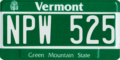VT license plate NPW525
