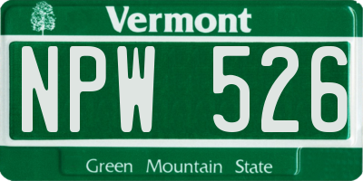 VT license plate NPW526